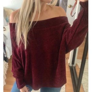 Free People velvet off the shoulder sweater